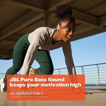 JBL Endurance Peak 3 – True Wireless Headphones (Black), Small