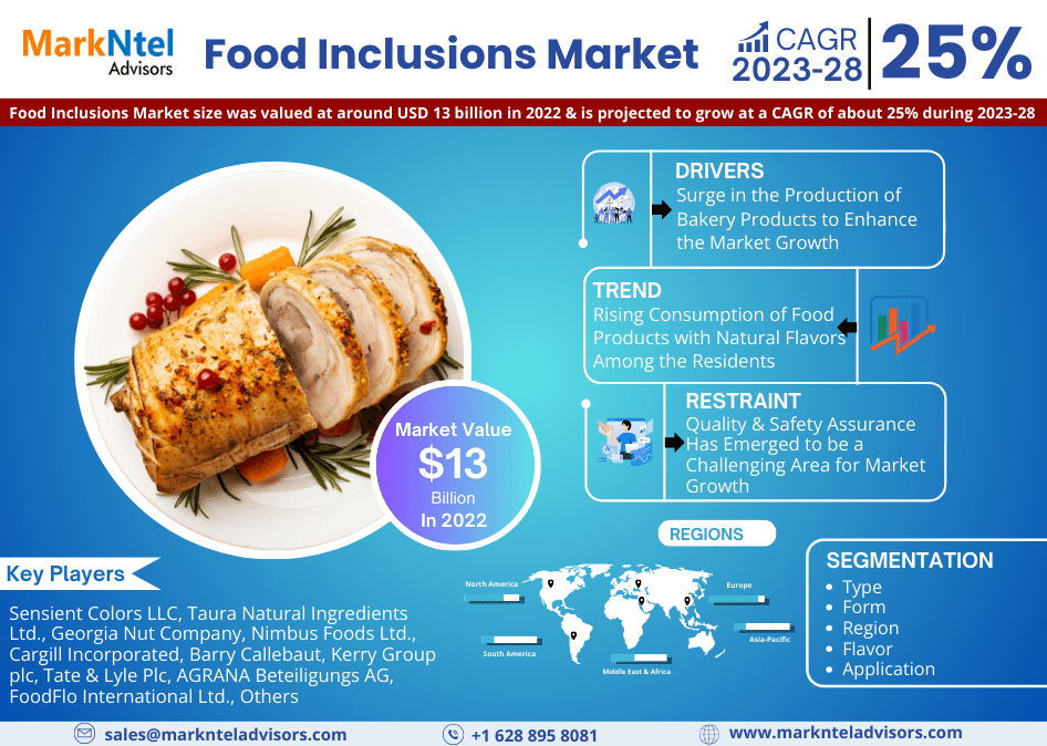Food Inclusions Market Achieves USD 13 billion in 2022 , Eyes 25% CAGR Surge Until 2028