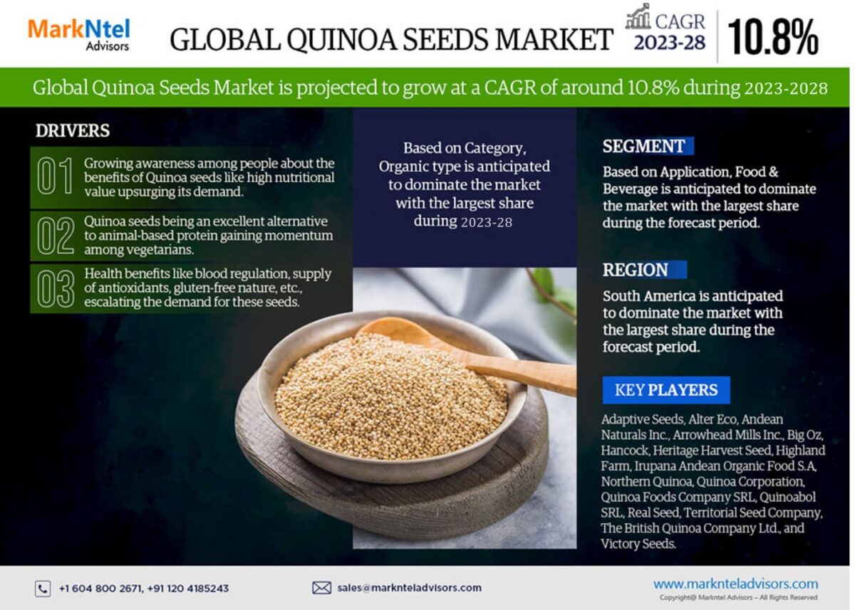 Quinoa Seeds Market Size is Surpassing 10.8% CAGR Growth by 2028 | MarkNtel Advisors