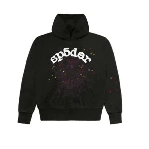 Embrace Style and Edge with the Black Sp5der Worldwide Hoodie